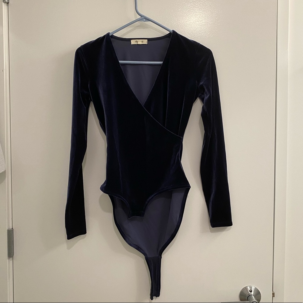 Madewell dark blue velvet bodysuit